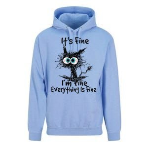 Black Cat Its Fine Im Fine Everything Is Fine Gift Unisex Surf Hoodie