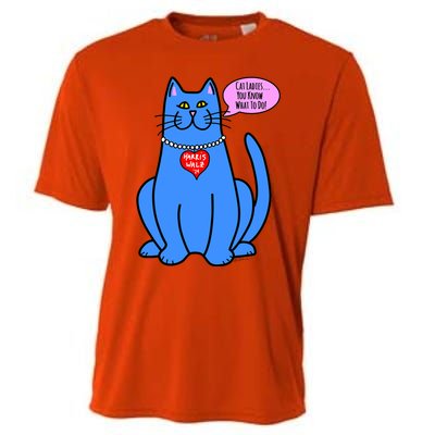 Blue Cat In Pearls Harris Walz 24 Cooling Performance Crew T-Shirt