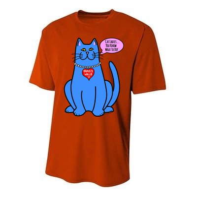 Blue Cat In Pearls Harris Walz 24 Performance Sprint T-Shirt