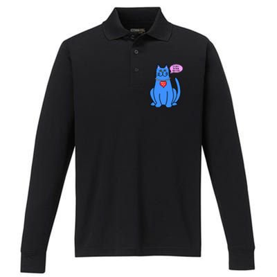 Blue Cat In Pearls Harris Walz 24 Performance Long Sleeve Polo