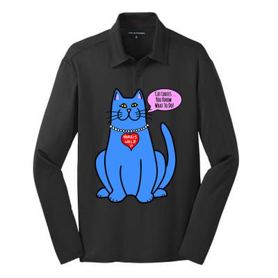 Blue Cat In Pearls Harris Walz 24 Silk Touch Performance Long Sleeve Polo