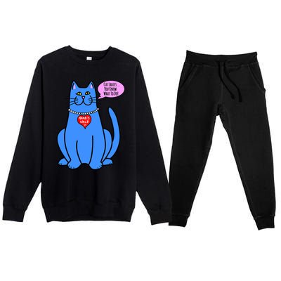 Blue Cat In Pearls Harris Walz 24 Premium Crewneck Sweatsuit Set