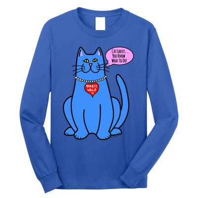 Blue Cat In Pearls Harris Walz 24 Long Sleeve Shirt