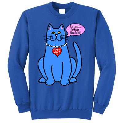 Blue Cat In Pearls Harris Walz 24 Sweatshirt