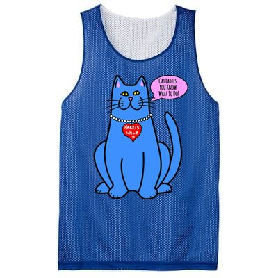 Blue Cat In Pearls Harris Walz 24 Mesh Reversible Basketball Jersey Tank