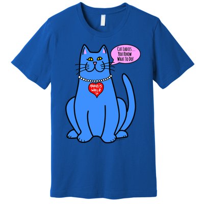 Blue Cat In Pearls Harris Walz 24 Premium T-Shirt