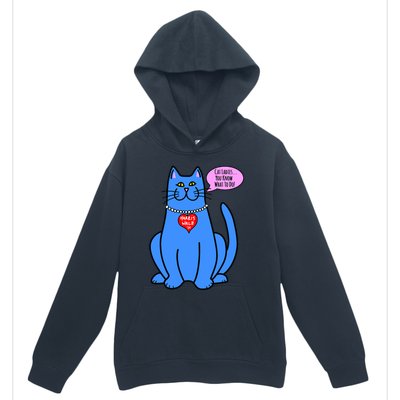 Blue Cat In Pearls Harris Walz 24 Urban Pullover Hoodie