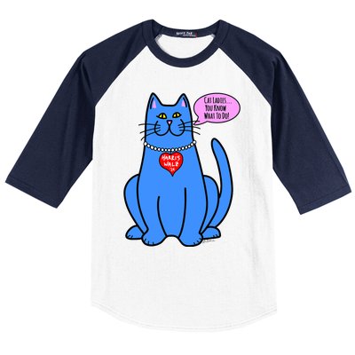 Blue Cat In Pearls Harris Walz 24 Baseball Sleeve Shirt