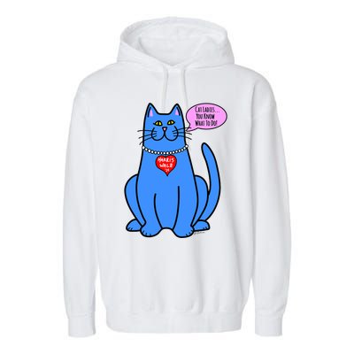 Blue Cat In Pearls Harris Walz 24 Garment-Dyed Fleece Hoodie