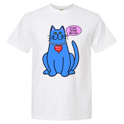 Blue Cat In Pearls Harris Walz 24 Garment-Dyed Heavyweight T-Shirt