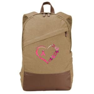 Breast Cancer I'm A Survivor Pink Butterfly Heart Awareness Cotton Canvas Backpack