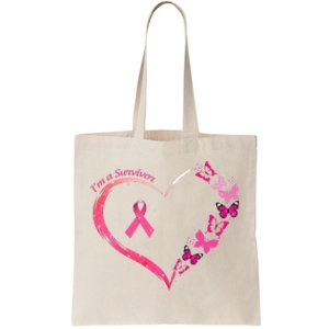 Breast Cancer I'm A Survivor Pink Butterfly Heart Awareness Tote Bag