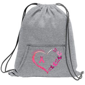 Breast Cancer I'm A Survivor Pink Butterfly Heart Awareness Sweatshirt Cinch Pack Bag