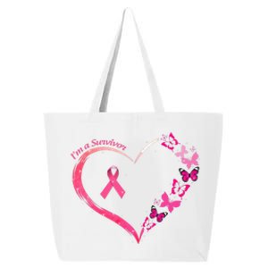 Breast Cancer I'm A Survivor Pink Butterfly Heart Awareness 25L Jumbo Tote