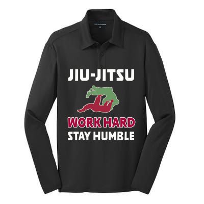 Best Classic Jiu Jitsu Gift Work Hard Stay Humble Meaningful Gift Silk Touch Performance Long Sleeve Polo