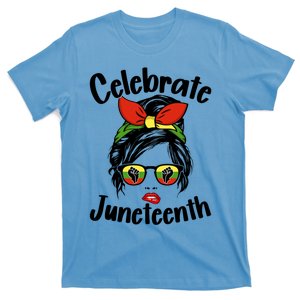 Black Celebrate Juneteenth Messy Bun Indepedence Day Gift T-Shirt