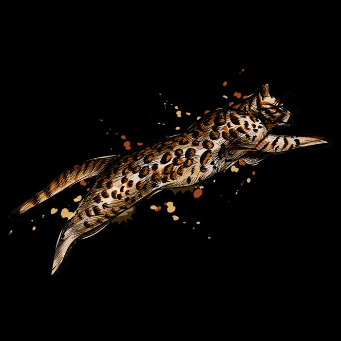Bengal Cat Jumping From A Splash Drawstring Bag