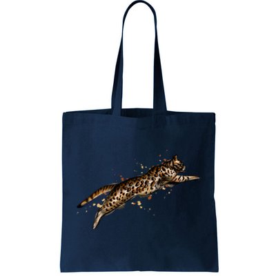 Bengal Cat Jumping From A Splash Tote Bag