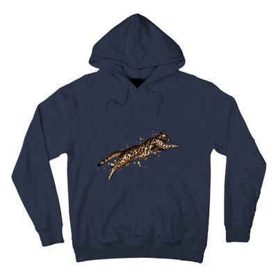 Bengal Cat Jumping From A Splash Tall Hoodie