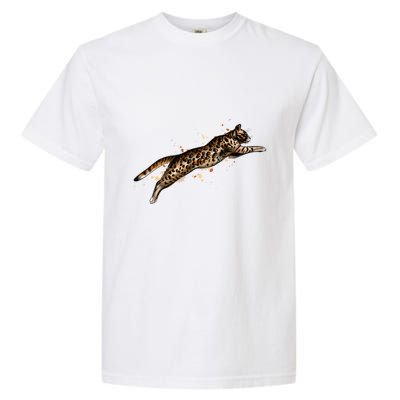 Bengal Cat Jumping From A Splash Garment-Dyed Heavyweight T-Shirt