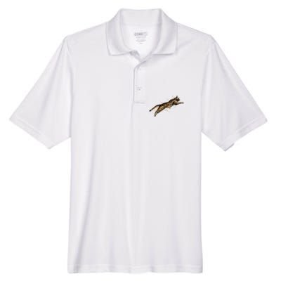 Bengal Cat Jumping From A Splash Men's Origin Performance Piqué Polo