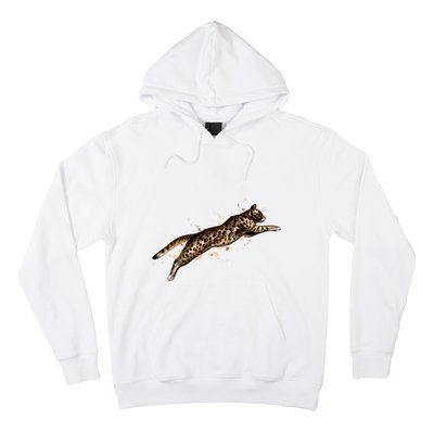 Bengal Cat Jumping From A Splash Hoodie