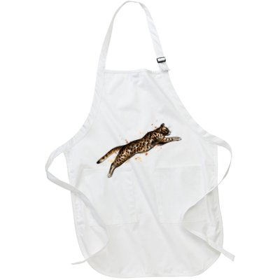 Bengal Cat Jumping From A Splash Apron