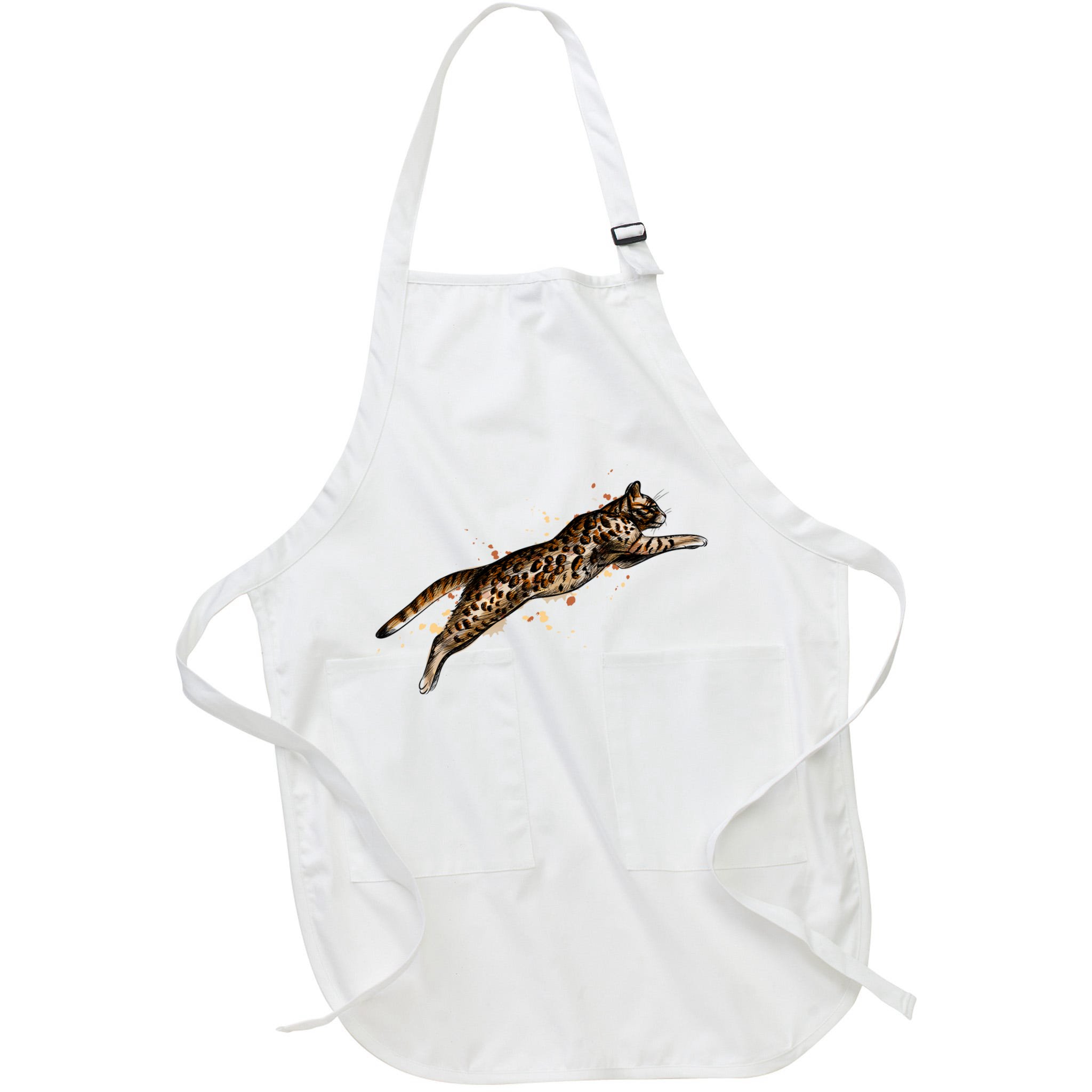 Bengal Cat Jumping From A Splash Apron