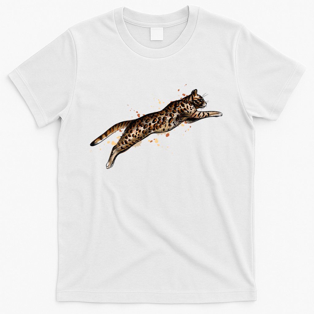 Bengal Cat Jumping From A Splash T-Shirt