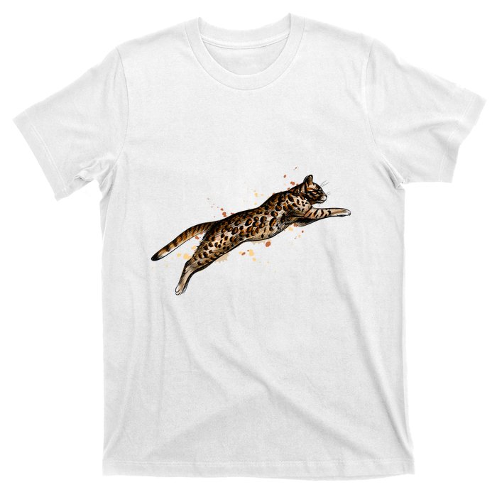 Bengal Cat Jumping From A Splash T-Shirt