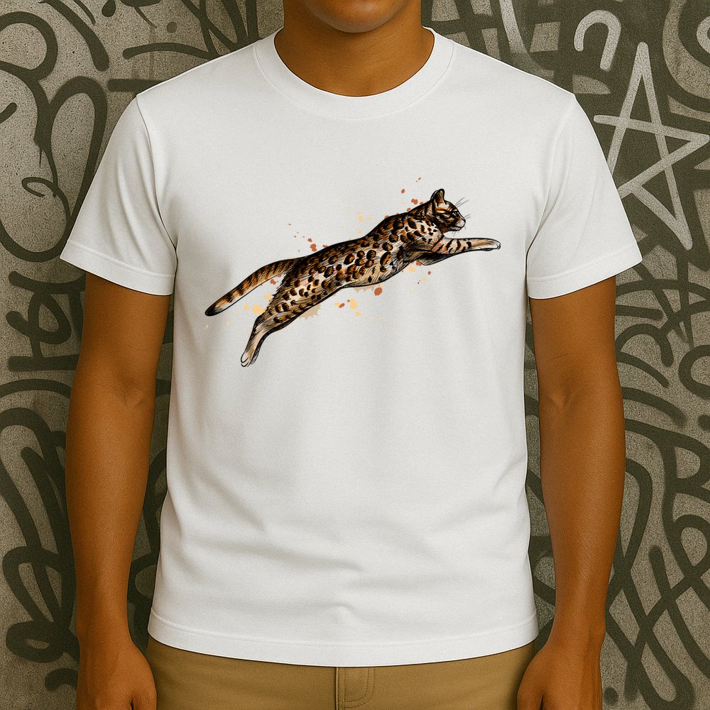 Bengal Cat Jumping From A Splash T-Shirt
