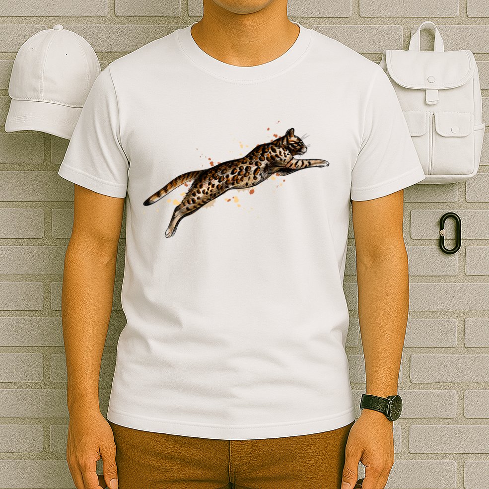 Bengal Cat Jumping From A Splash T-Shirt