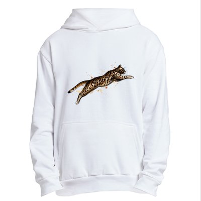 Bengal Cat Jumping From A Splash Urban Pullover Hoodie