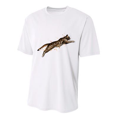 Bengal Cat Jumping From A Splash Performance Sprint T-Shirt