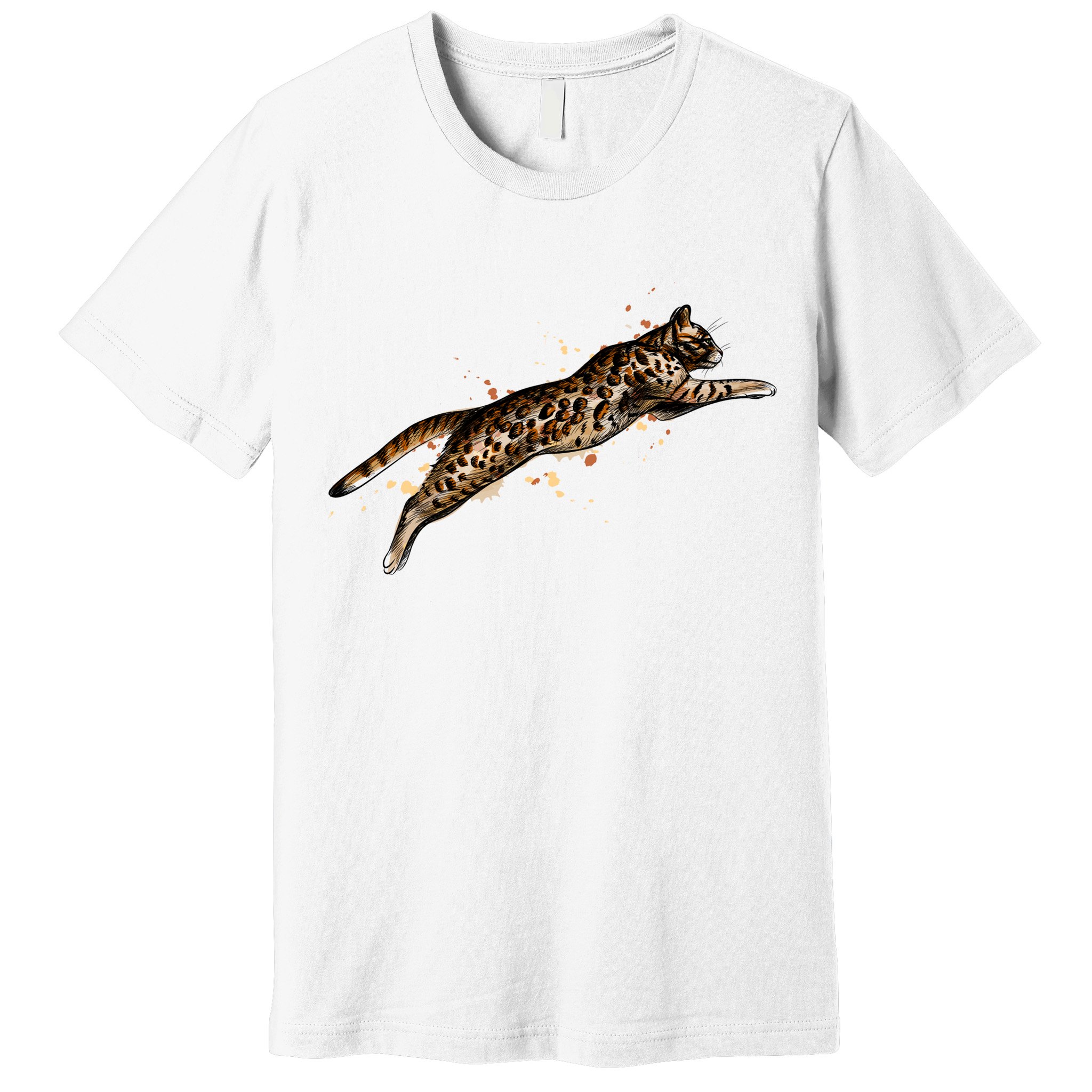 Bengal Cat Jumping From A Splash Premium T-Shirt