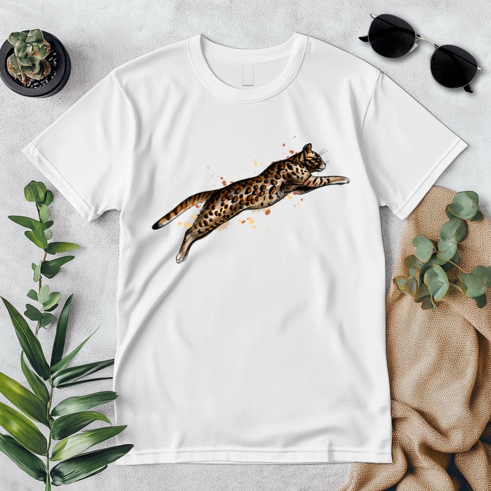 Bengal Cat Jumping From A Splash Premium T-Shirt