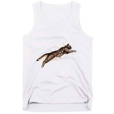 Bengal Cat Jumping From A Splash Tank Top