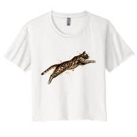 Bengal Cat Jumping From A Splash Women's Crop Top Tee