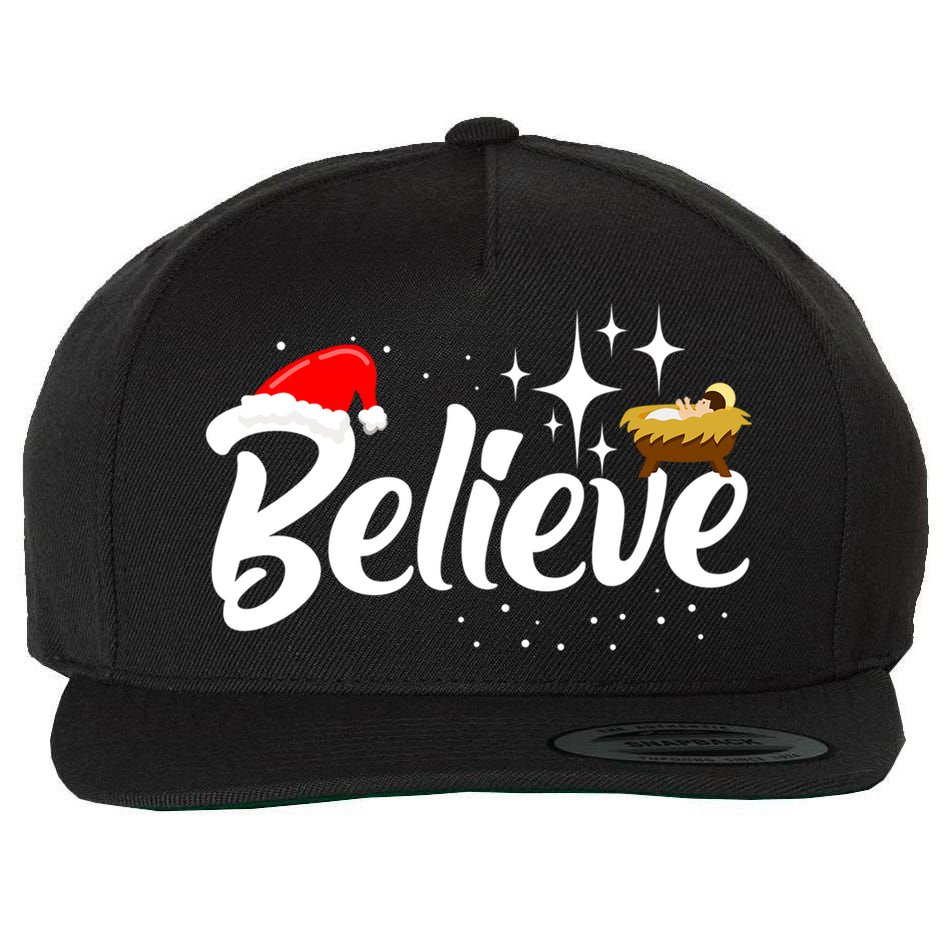 Believe Christmas Jesus Christmas Gift Wool Snapback Cap