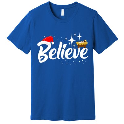 Believe Christmas Jesus Christmas Gift Premium T-Shirt