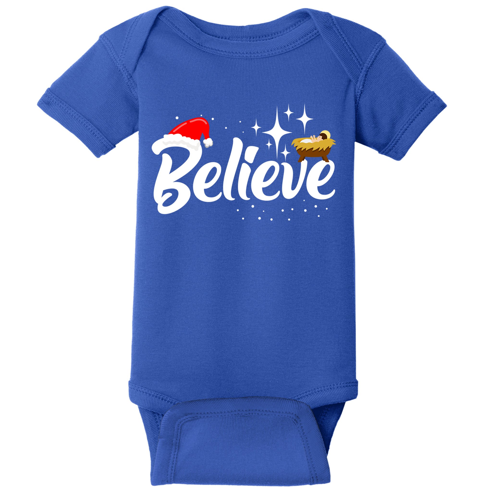 Believe Christmas Jesus Christmas Gift Baby Bodysuit