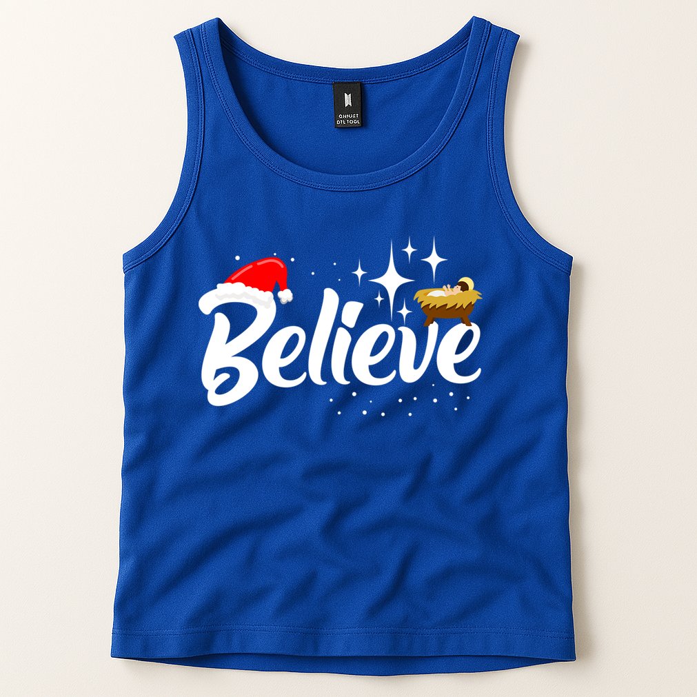 Believe Christmas Jesus Christmas Gift Tank Top