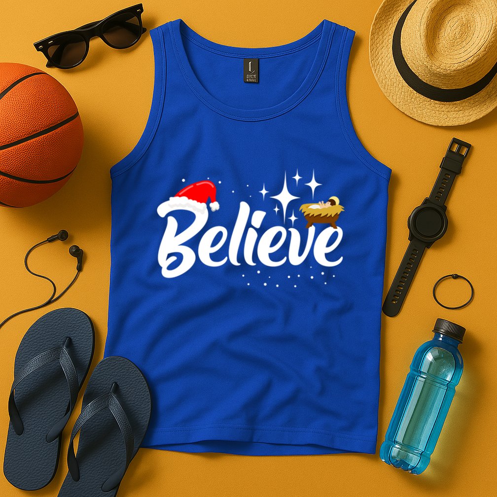 Believe Christmas Jesus Christmas Gift Tank Top