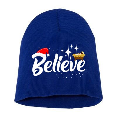 Believe Christmas Jesus Christmas Gift Short Acrylic Beanie