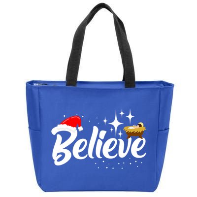 Believe Christmas Jesus Christmas Gift Zip Tote Bag