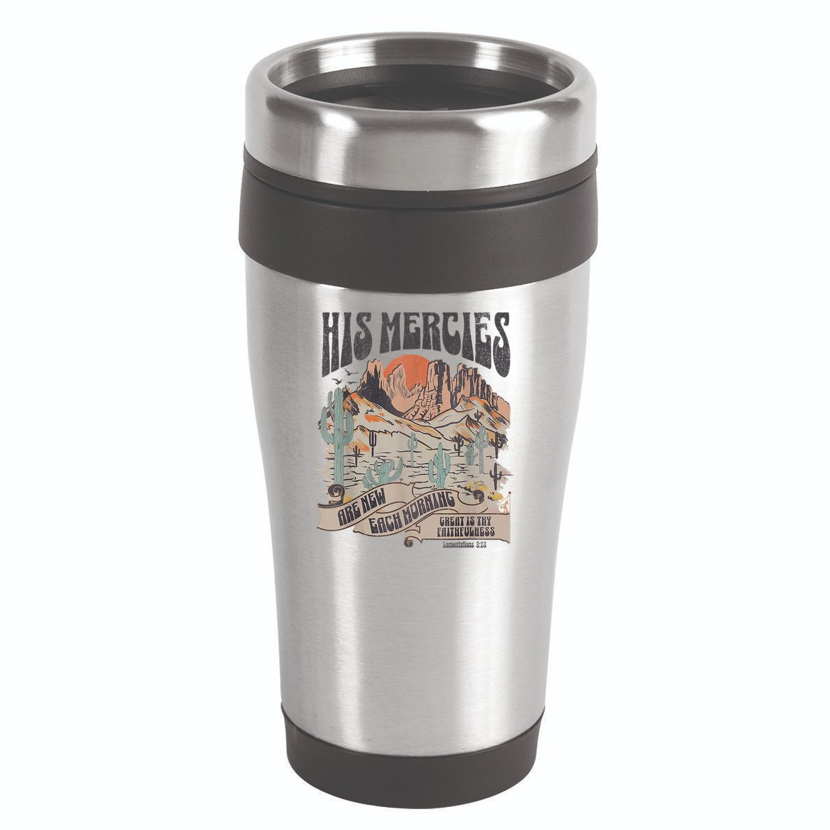 Boho Christian Jesus Apparel Faith Based His Mercies Are New 16oz Travel Tumbler