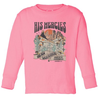 Boho Christian Jesus Apparel Faith Based His Mercies Are New Toddler Long Sleeve Shirt