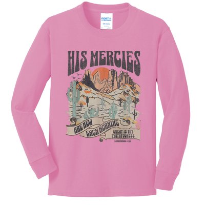 Boho Christian Jesus Apparel Faith Based His Mercies Are New Kids Long Sleeve Shirt