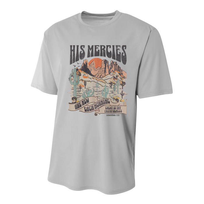 Boho Christian Jesus Apparel Faith Based His Mercies Are New Youth Performance Sprint T-Shirt