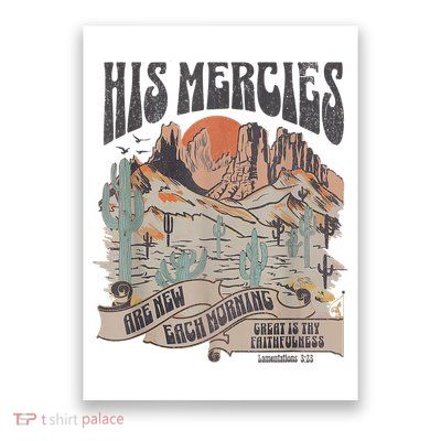 Boho Christian Jesus Apparel Faith Based His Mercies Are New Poster